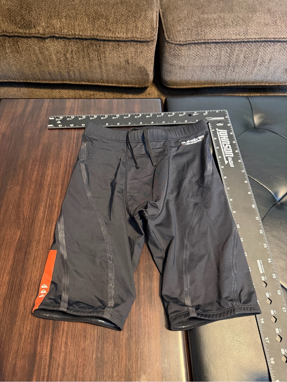 Quiksilver Black Athletic Shorts with Orange Side Accent